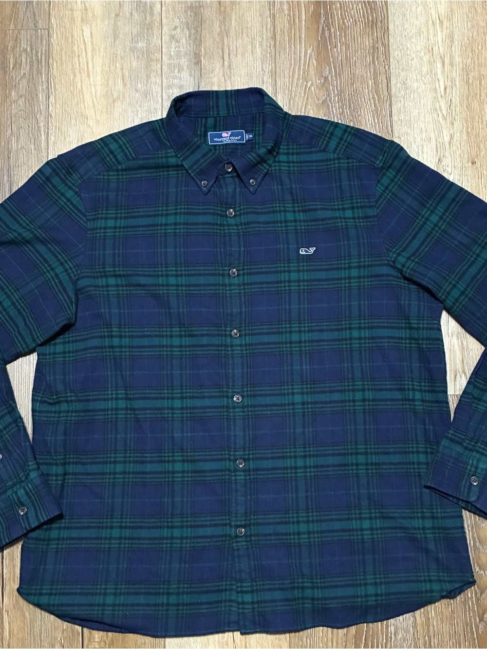 Vineyard Vines Navy Green Plaid Tucker Flannel Button-Down Shirt XL Classic Fit